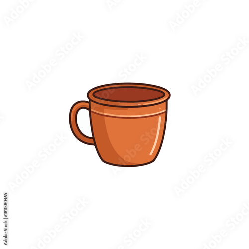 Illustration of a terracotta mug ideal for showcasing beverages or pottery crafting materials