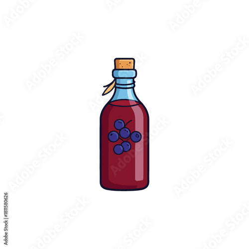 Illustration of homemade fruit infusion bottle with a cork stopper and rustic charm adds touch