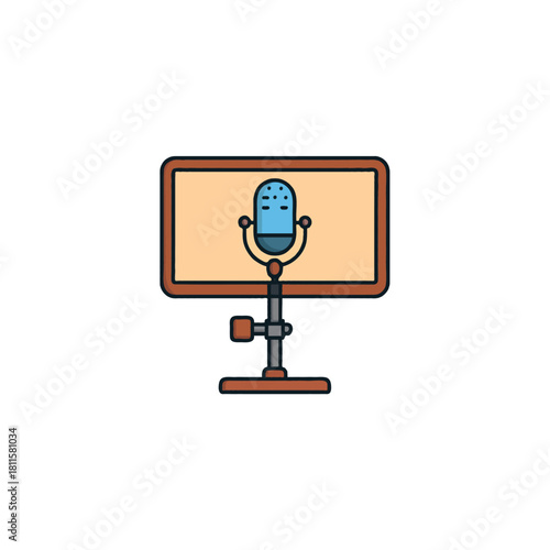 Illustrative presentation of multimedia communication setup featuring modern display and