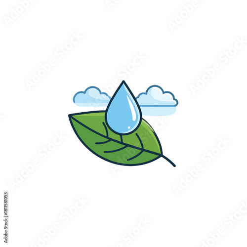 Illustrative representation displaying a pristine water droplet positioned above a vibrant green