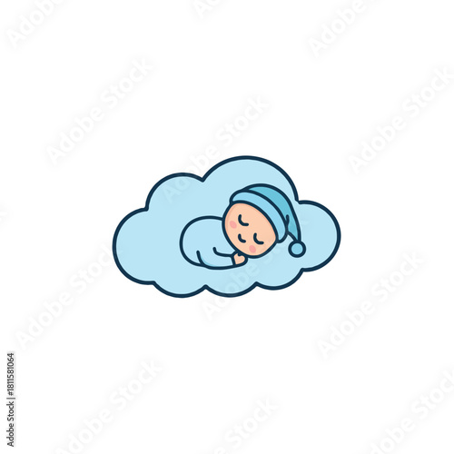 Infant's slumber on cloud nine delightful representation of childhood dreams and peaceful baby