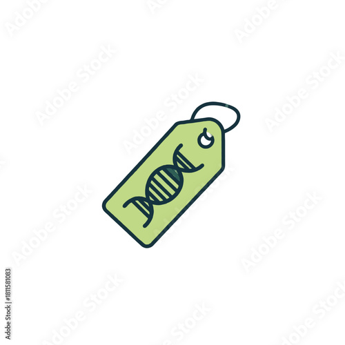 Innovative concept artwork displaying a dna symbol on a tag for genomic branding and healthcare