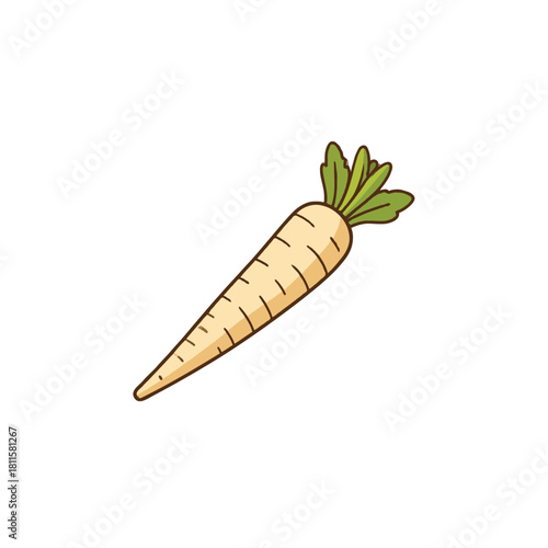Isolated root vegetable illustration showcasing fresh organic produce and vibrant green foliage