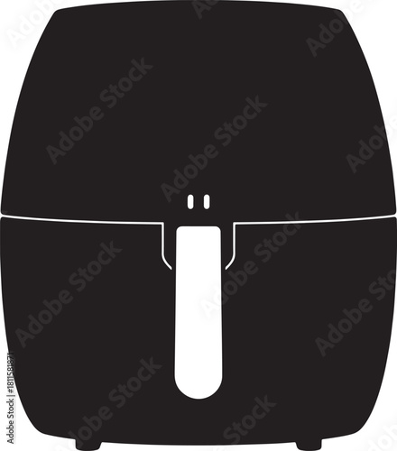 Black silhouette of an air fryer appliance with control panel for cooking