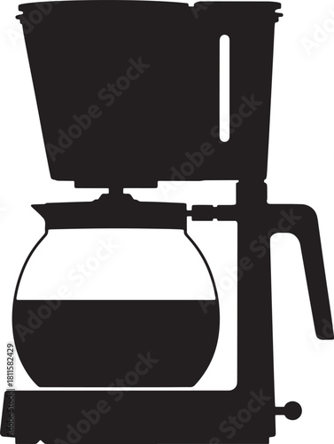 Coffee Maker Silhouette Design for Morning Drink Preparation and Kitchen Appliance
