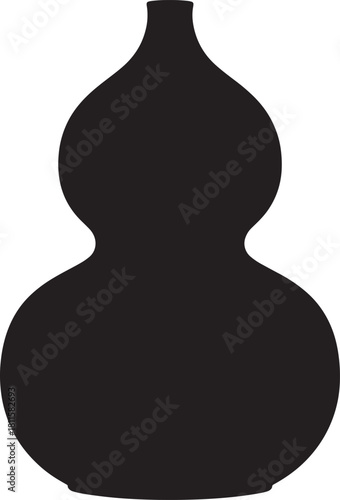 Gourd calabash silhouette ornamental plant with bottle shape growing for food or decoration