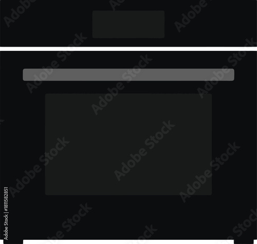 Illustration of dark kitchen built in oven for cooking appliance at home use