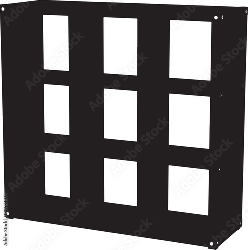 Isometric 3d interior furniture room divider rack storage square cells design