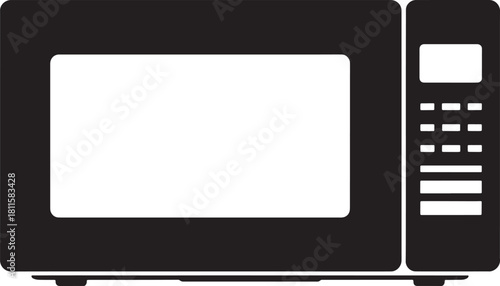 Microwave black vector illustration for kitchen electric oven and cooking