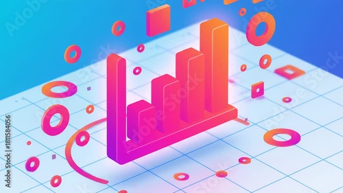 Animated Data Growth with Floating Elements