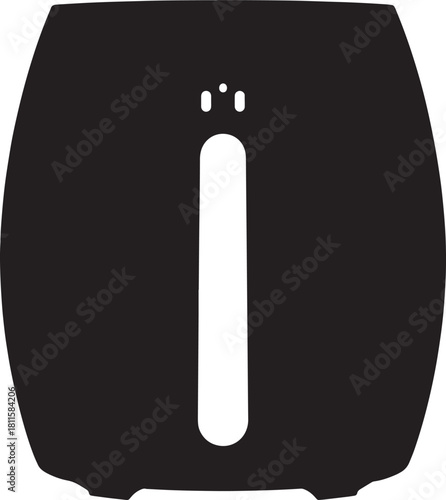 Simple black silhouette of an air fryer appliance with display panel for cooking