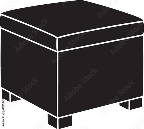 Square Ottoman Silhouette Design for Foot Rest and Comfortable Seating Furniture