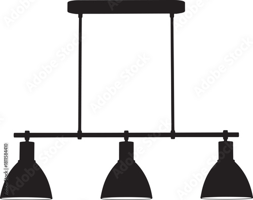 Three Pendant Lights Silhouette for Interior Illumination and Modern Room Decor