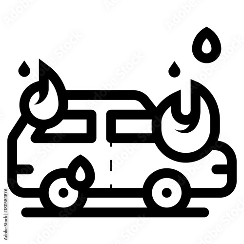 car fire burned by arson icon