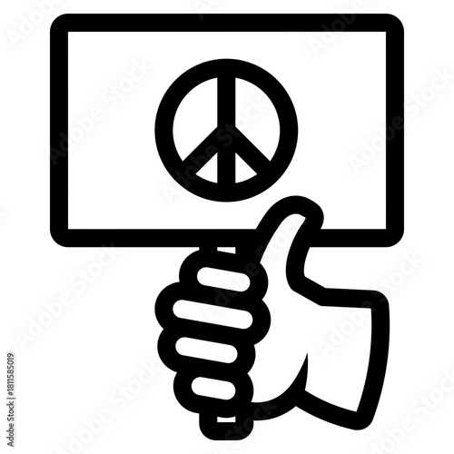 hand holding protest sign icon
