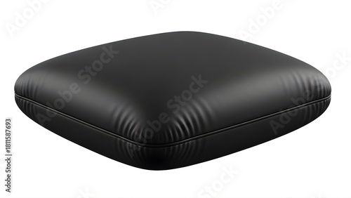 Black leather cushion seat furniture square pillow soft comfort home decor interior design modern style 100 on transparent background