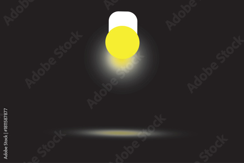 Abstract illustration of a light bulb shining brightly in the darkness