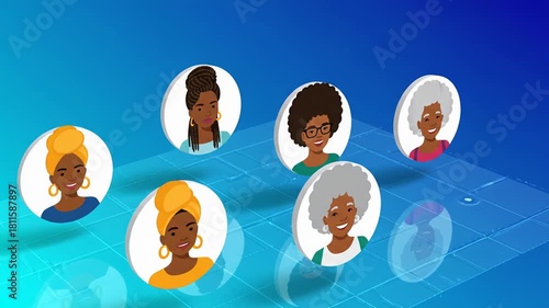 People appearing from digital network connections