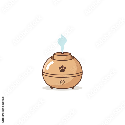 Minimalist home humidifier with paw print emitting cool mist for healthier indoor air quality and