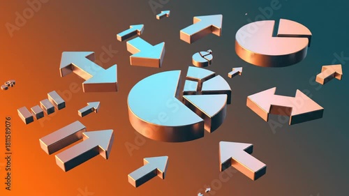 Abstract Isometric 3D Shapes and Objects Orange Brown Gradient Motion Video Background