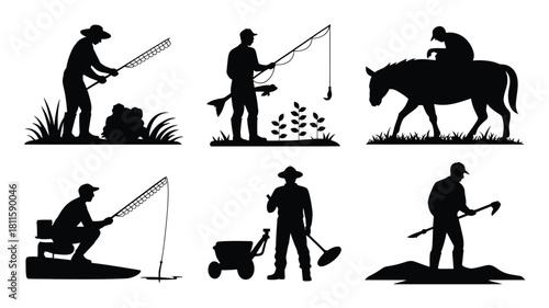 Outdoor people silhouettes vector collection