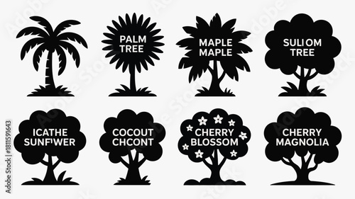Assortment of tree vector icons graphics