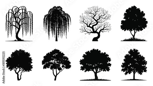Diverse tree silhouettes collection design
