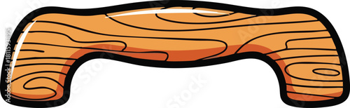 Digital Illustration of a Wooden Handle with Wood Grain Texture and Black Outline