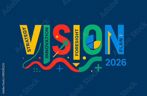 Vision 2026 Strategy and Innovation Concept Design – Colorful Business Typography