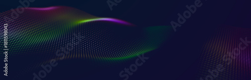 Sci-fi background. Digital wave with many particles. Template for festive presentation. 3d rendering