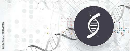 Futuristic DNA science background, connected neural network