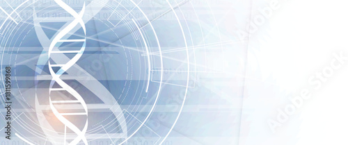 Futuristic DNA science background, connected neural network