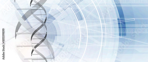 Futuristic DNA science background, connected neural network