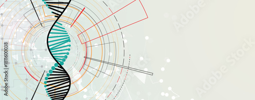Futuristic DNA science background, connected neural network