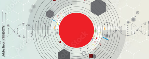 Futuristic DNA science background, connected neural network