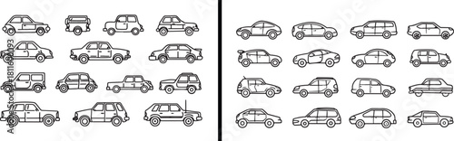 Car Line Art, Vehicle Outline Drawing, Classic Car Sketch, Minimal Car Design, Hand Drawn Automobile Art, Modern Vehicle Vector, Black and White Car Illustration, Transportation Line Drawing, Urban Ca