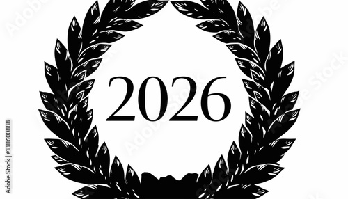 Symbolic laurel wreath commemorating the year 2026, representing achievement, success, and future milestones. A timeless emblem for academic or sporting recognition