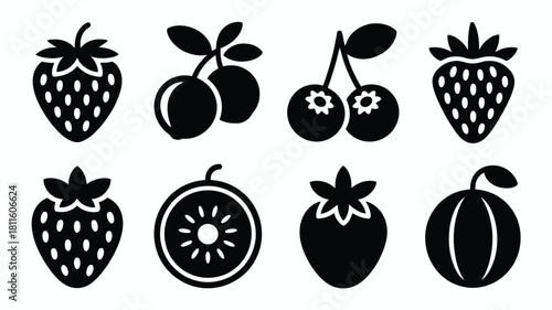 Simple berry and fruit vector silhouettes
