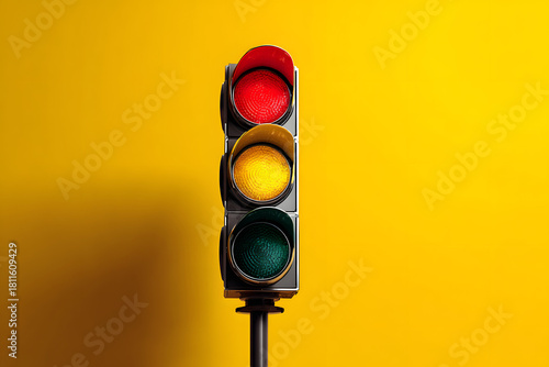 traffic light on a yellow background