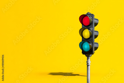 traffic light on a yellow background