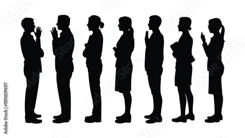 Business people communication silhouettes.