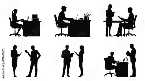 Business people silhouettes working office