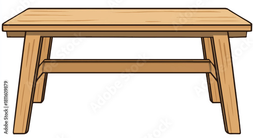 Cartoon Style Wooden Table for Indoor or Outdoor Use Flat Vector