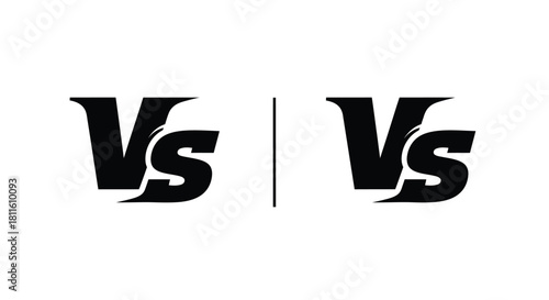 Black and white graphic design featuring the letters vs repeated twice