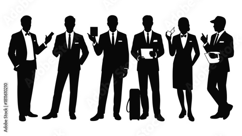 Business professional silhouettes white
