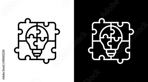 Puzzle With Icon Set Design