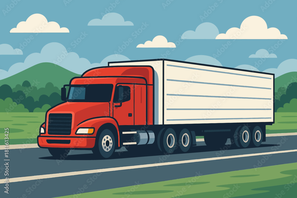 Naklejka premium vector illustration of a truk trailer