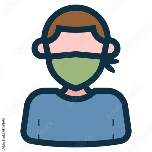 protester wear handkerchief mask icon