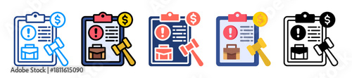 Business Penalty Icon Sheet Multiple Style Collection 