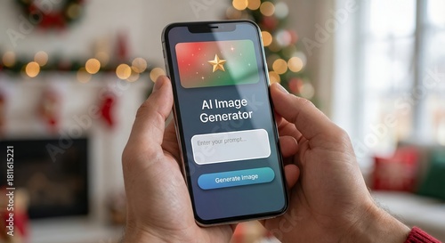 Mobile phone with AI image generator on screen